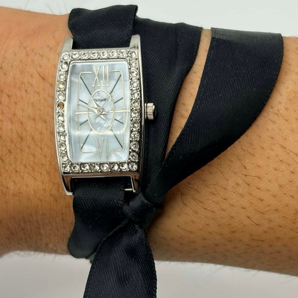 Silver & Black Crystal Passages Bracelet Watch